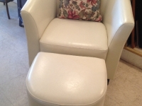 White chair with ottoman