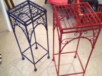 Red and blue plant stands