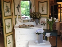 Antique bureau with mirror and gorgeous screen