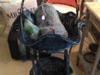 Vintage wicker two tier basket/planter