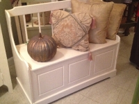 White vintage storage bench