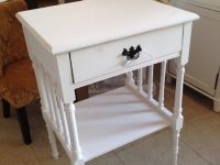Vintage white side table with spindles