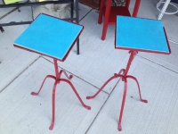 Pair of vintage tile plant stands