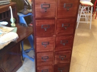 Tall Mahog file drawer style cabinet