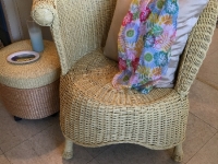 Vintage yellow wicker chair 