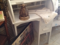 Vintage white small roll top desk