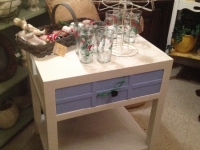 White/blue vintage side table