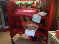 Rolling red cart / bar