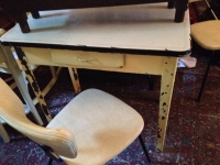 Vintage yellow tin top table