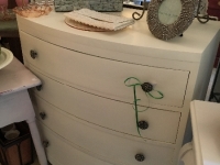 Sweet bow front shabby chic bureau