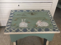 Hand painted bunny bench