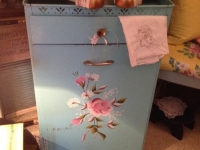Vintage metal hamper with drawer