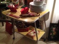 Yellow drop leaf vintage kitchen table